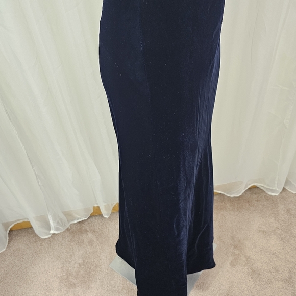 Velasco Andersson Deep Navy Blue Velvet Dress Square Neck Size 8 - Picture 7 of 12